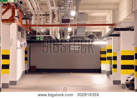 Underground Parking Garage Of A Modern Apartment Building
