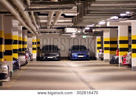 Underground Parking Garage Of A Modern Apartment Building