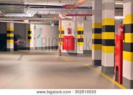 Underground Parking Garage Of A Modern Apartment Building