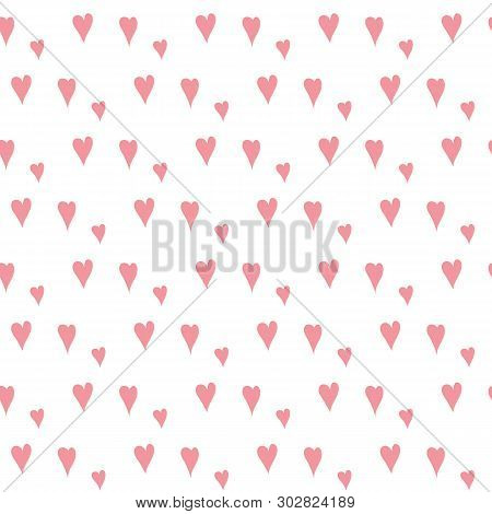 Seamless Pattern Of Pink Hearts On A White Background. Great For Textile Print, Party Paper, Or Pack