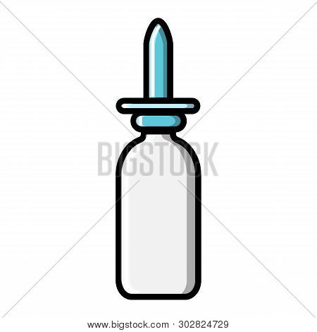 Small Medical Pharmacetic Nasal Drops In A Jar For The Treatment Of Rhinitis, Icon On A White Backgr