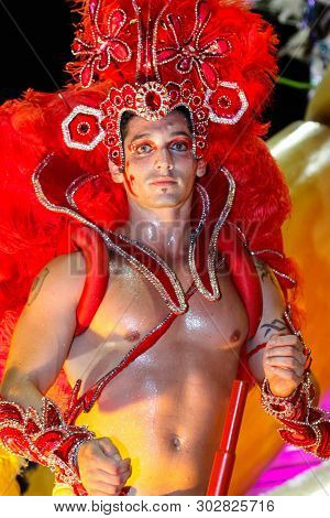 Gualeguaychu, Argentina - March 6 2011: Samba Dancers Appearing In The Carnival Parade One Of The Mo