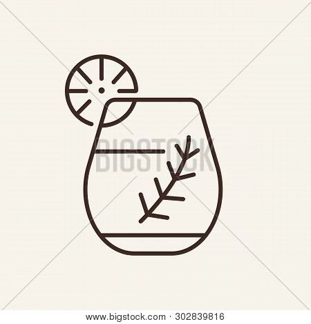 Absinthe Liqueur Line Icon. Cocktail, Tarragon, Lime, Absinth. Bar Concept. Vector Illustration Can 