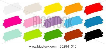 Set Of Fifteen Diagonal Brush Strokes Color