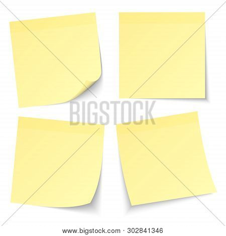Set Of Four Light Yellow Stick Notes