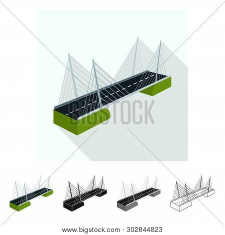Vector Illustration Of Bridge And Construction Logo. Collection Of Bridge And Suspended  Vector Icon