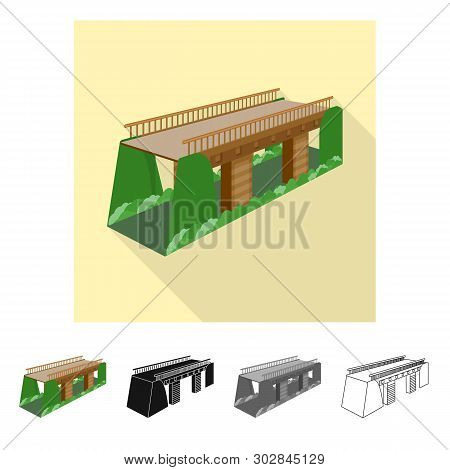 Vector Design Of Bridge And Cycling Logo. Set Of Bridge And Relocation Stock Vector Illustration.