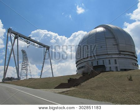 Telescope In Caucasus Mountains .karachay-cherkessia , Russia- April 29, 2012: Radioastronomy Observ