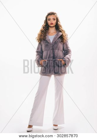Throw It On For Chic Elegance. Young Woman Wear Elegant Winter Coat. Winter Fashion Trends. Pretty W