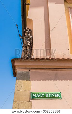Krakow Poland. April 2019. A View Of Architectural Detail In The Medieval Old Town In Krakow Poland