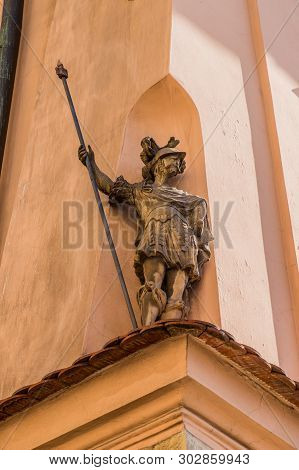 Krakow Poland. April 2019. A View Of Architectural Detail In The Medieval Old Town In Krakow Poland