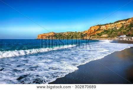 Fantastic View Of Beach Torre Conca (cape Rais Gerbi). Sunny Scene. Location Pollina. Tyrrhenian Sea