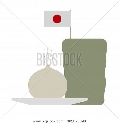 Combo Of A Nikuman With A Drink. Japanese Food - Vector