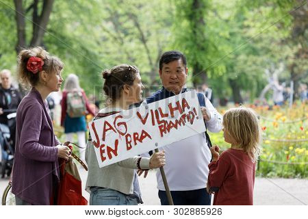 Stockholm, Sweden - May 24, 2019: Global Strike For Future, A Demonstration To Force The Heads Of St