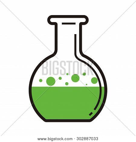 Isolated Bolilng Flas Witn Green Liquid - Vector