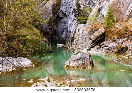 Gorges De La Jogne River Canyon In Broc, Switzerland