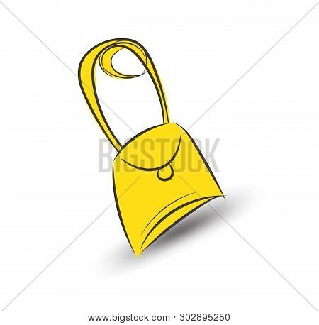 Shoulder Bag Yellow Vector Illustration, Sketch Drawing, Hand Drawn, Cartoon, Logo, Web Icon