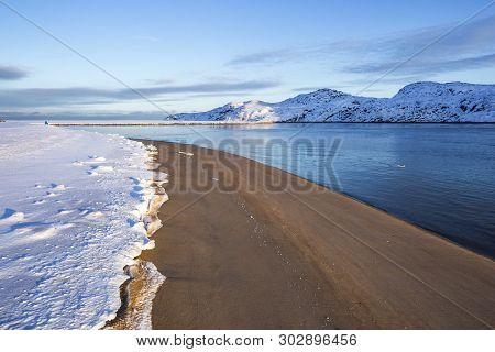 Guba Voronya, Barents Sea Bay Winter Landscape