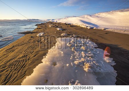 Guba Voronya, Barents Sea Bay Winter Landscape