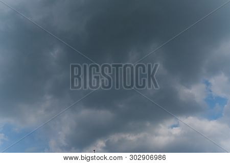 Beautiful Bright Blue Sky With White Fluffy Clouds On A Clear Sunny Day. Royalty High-quality Free S