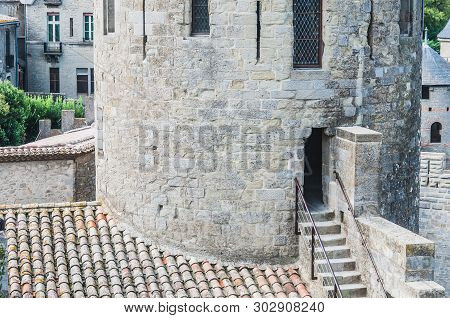 Ramparts Of The Medieval City Of Carcassonne In France