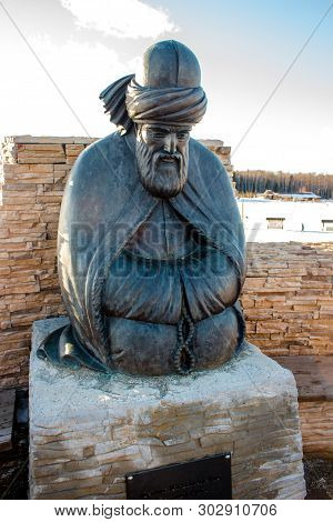 Kaluga Region, Russia - March 2019: Monument To The Persian Poet Jalal Ad-din Muhammad Rumi (also Kn