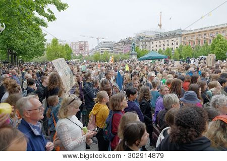 Stockholm, Sweden - May 24, 2019: Global Strike For Future, A Demonstration To Force The Heads Of St