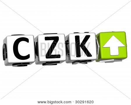 Valuta Czk tasso concetto simbolo pulsante su sfondo bianco