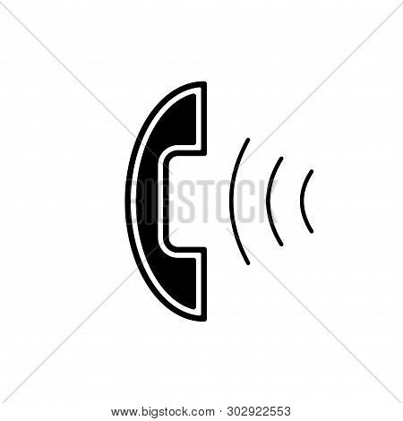 Flat Linear Design. Incoming Call Icon For Apps, Public Places And Web Sites. Handset And Incoming S