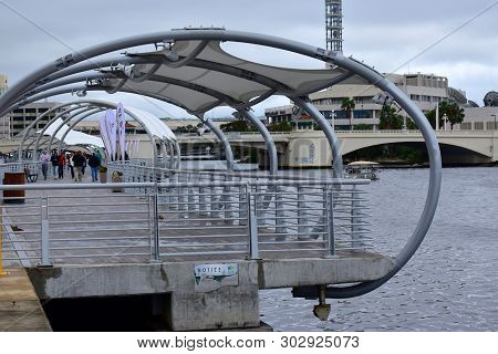 Tampa, Flordia, Usa - January 7, 2017: The Tampa Riverwalk