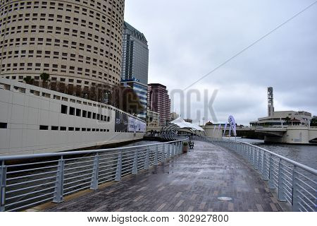Tampa, Flordia, Usa - January 7, 2017: The Tampa Riverwalk