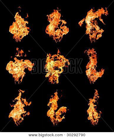 Uppsättning av Fire Flames höja hög