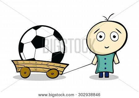 The Amusing Character Brought A Soccerball On The Cart
