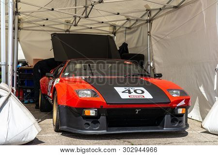 April 2019: De Tomaso Pantera In Montjuic Spirit Barcelona Circuit Car Show.