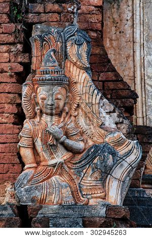 Shwe Indein Pagoda In The Village Of Indein, Near Ywama, Inle Lake, Myanmar Burma