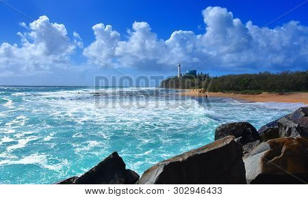 People Relaxing On Buddina Beach Along Pacific Boulevard (sunshine Coast, Queensland, Australia) On 