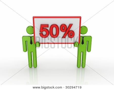 groÃŸe Bunner mit einem Wort 50 % und 3d kleine Leute.
