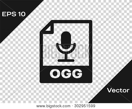 Grey Ogg File Document Icon. Download Ogg Button Icon Isolated On Transparent Background. Ogg File S