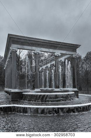 Saint- Petersburg, Russia - May, 10, 2019: The Lion Cascade Fountain. Another Name Is The Hermitage.