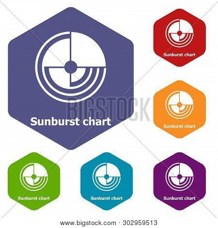 Sunburst Chart Icons Vector Colorful Hexahedron Set Collection Isolated On White