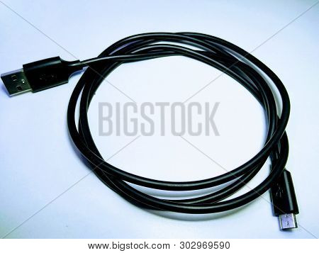 A Picture Of Usb Cable On White Background