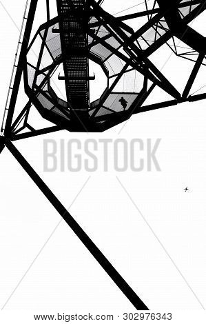 Incredible Structure Of The Tetrahedron In Bottrop, Germany Captured On A Black And White Photograph
