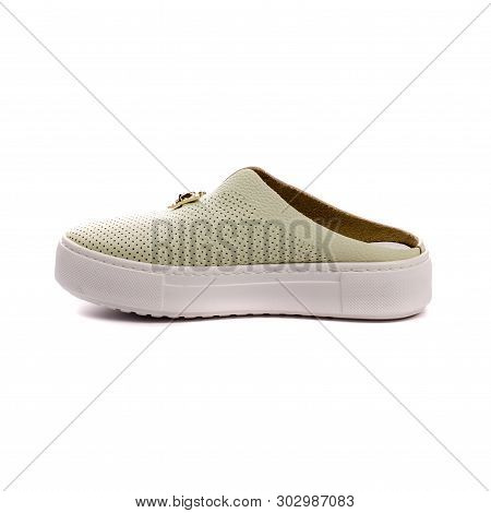 Light Womens Shoes Isolated On A White Background.