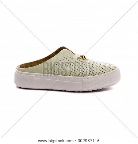 Light Womens Shoes Isolated On A White Background.
