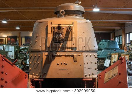 Parola, Finland - May 2, 2019: Tank Museum In The City Of Parola. The First Tank Of The Modern Layou