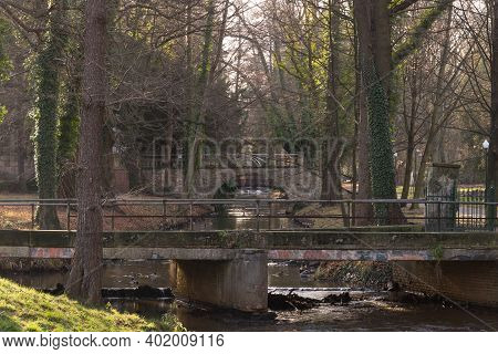 Iłowa, A Small Town In Western Poland. There Is A Historic Manor Park In The City. The Czerna Mała R