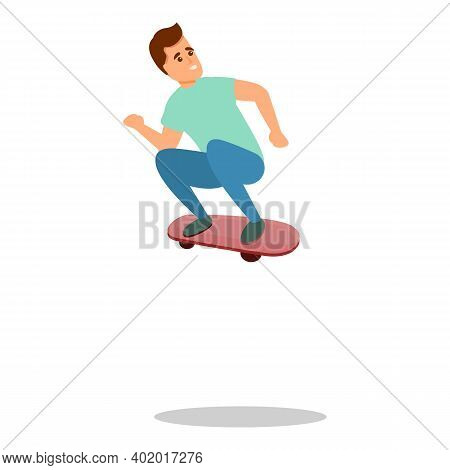 Boy Skateboarding Jump Icon. Cartoon Of Boy Skateboarding Jump Vector Icon For Web Design Isolated O