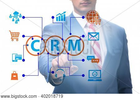 CRM custromer relationship management concept with businessman