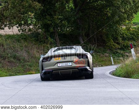 Ferrari 812 Superfast On An Old Racing Car In Rally Mille Miglia 2020 The Famous Italian Historical