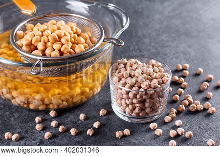Boiled Chickpeas And Aquafaba, Vegetarian Healthy Product
